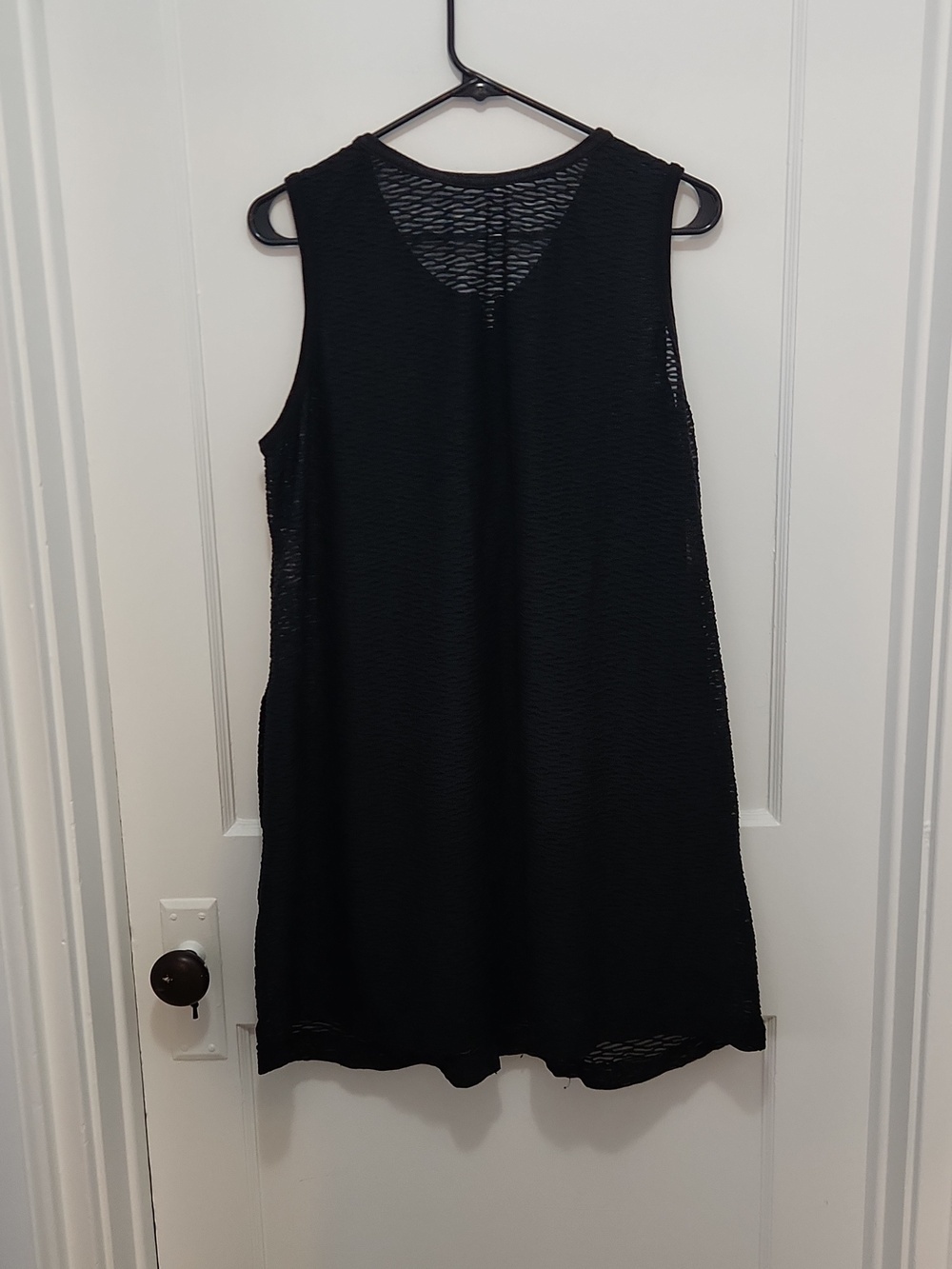 Black Sleeveless Sheer Zip Front Swim Coverup Size Large - Picture 2 of 8